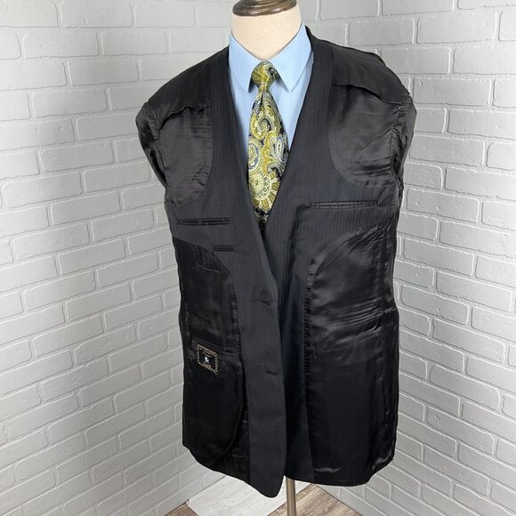 Hart Schaffner Marx Blazer Men 44L Black‎ Gold Trumpeter Wool Classic Career VTG - Picture 6 of 16